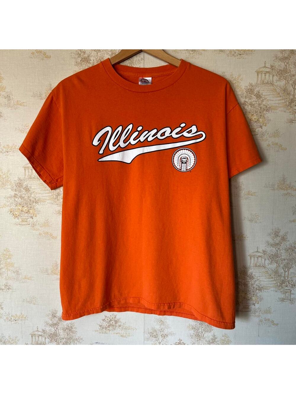Y2K University of Illinois Chief Illiniwek Script Tee | Illini Orange | Size M